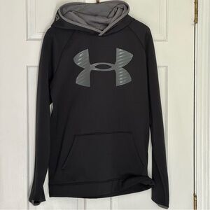 Under Armour Youth Black Hoodie with Silver Logo